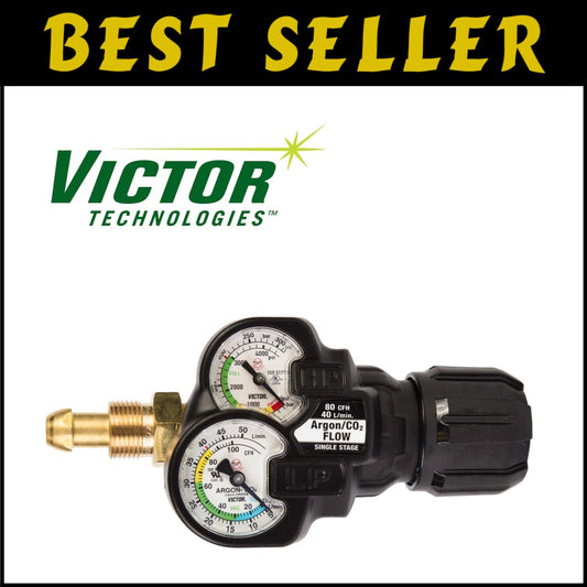 High-Contrast Victor EDGE 2.0 Argon Regulator - CGA-580 Connection for Welding