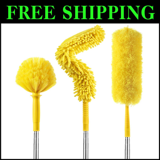 17-Foot High Reach Duster Kit with Extendable Pole - 3-in-1 Cleaning Solution