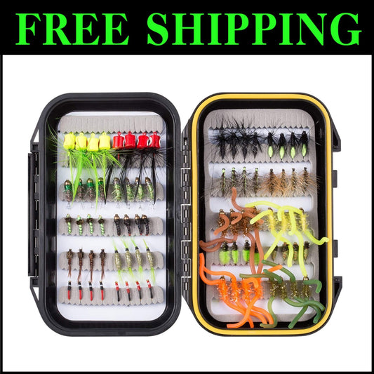 Versatile 80pcs Fishing Flies Kit in Waterproof Box - Ideal for Bluegill & Trout