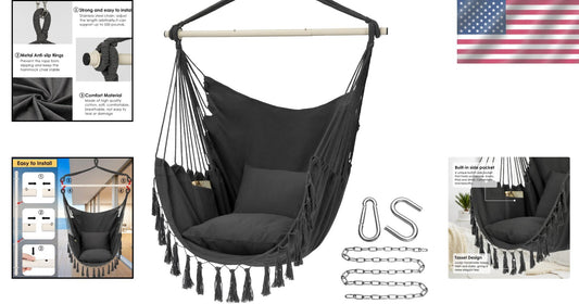 Stylish Portable Hammock Chair with Cushions - Ideal for Relaxation & Reading