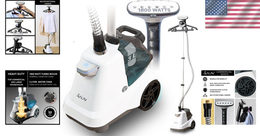 Powerful 1800W Full-Size Garment Steamer with 90 Min Steam & Adjustable Hanger