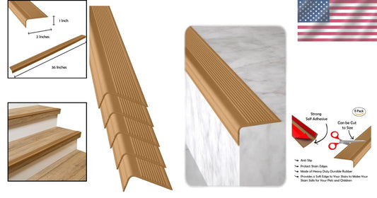 Self-Adhesive Stair Protector Strips - 5-Pack Waterproof Brown Safety Edges
