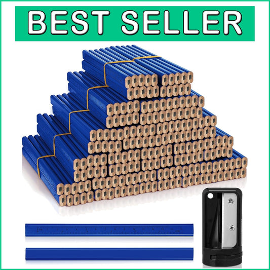 Professional Woodworking Pencils & Sharpeners Set - 200 Pcs for Accurate Marking