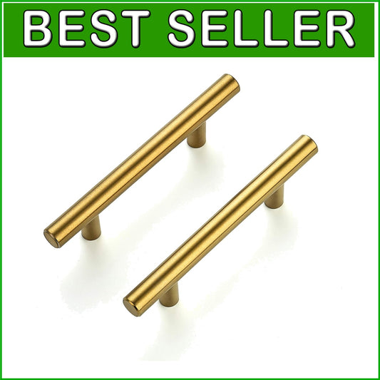 60 Pack Brushed Brass Cabinet Pulls - Elegant 5” Stainless Steel Handles