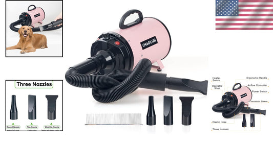 Lightweight Pink Pet Dryer: High Velocity Grooming Tool with Adjustable Speed