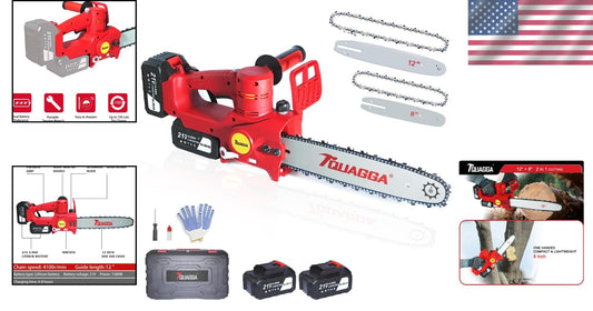 Lightweight 1500W Battery Chainsaw with Dual 21V Batteries - Compact Design