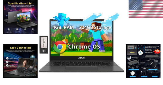 All-in-One Asus CM1402 14" FHD Chromebook - Spill Resistant with Docking Station