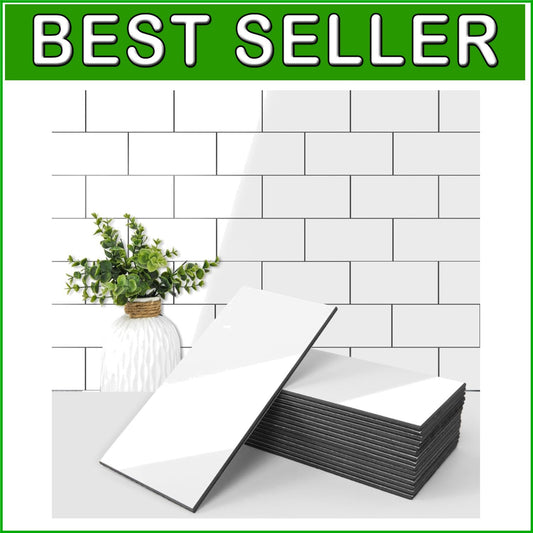 DIY Glossy White Subway Tile – 3" x 6" Peel and Stick Wall Tiles for Kitchens