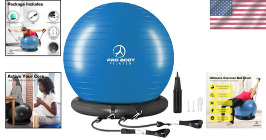 75cm Yoga Ball Chair with Stability Base & Bands for Active Home Office Sitting