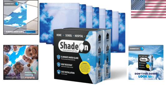 Flame Retardant 8-Pack Summer Sky Ceiling Light Covers for Classrooms & Offices