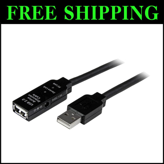 10m Active USB 2.0 Repeater Cable - Male to Female for Seamless Connectivity