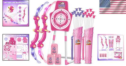 LED Bow and Arrow Archery Set for Girls 5-10 - Fun Indoor & Outdoor Play