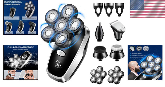 Waterproof Cordless Head Razor with Multiple Attachments for Total Grooming