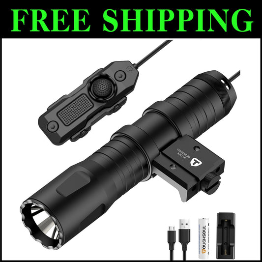 1250 Lumens Tactical Flashlight with Remote Switch - Rechargeable & Waterproof