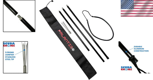 Portable 6.5-Inch Aluminum Spearfishing Rod with 5-Prong Tip & Easy Carry Bag