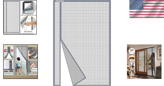 72x96” Grey Magnetic Fiberglass Screen Door - Keep Bugs Out, Invite Fresh Air