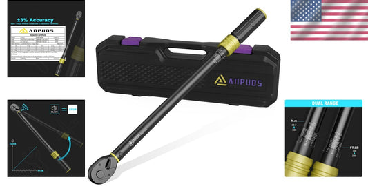 Durable Dual-Direction Torque Wrench, 30-250 Ft-Lb Range, Chrome Vanadium Steel