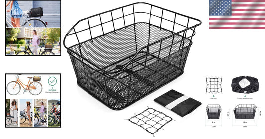 Versatile Rear Bike Basket with Waterproof Liner for Secure Cargo Transport