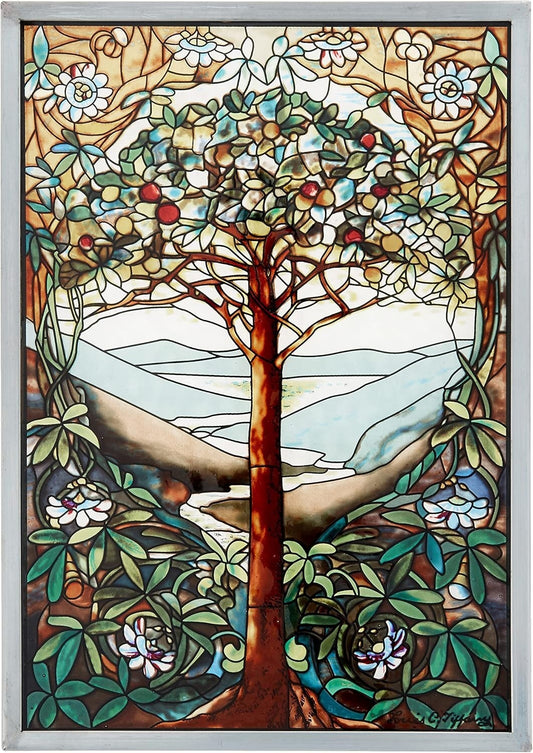 Artistic Stained Glass Window Panel - Tree of Life Design for Elegant Homes