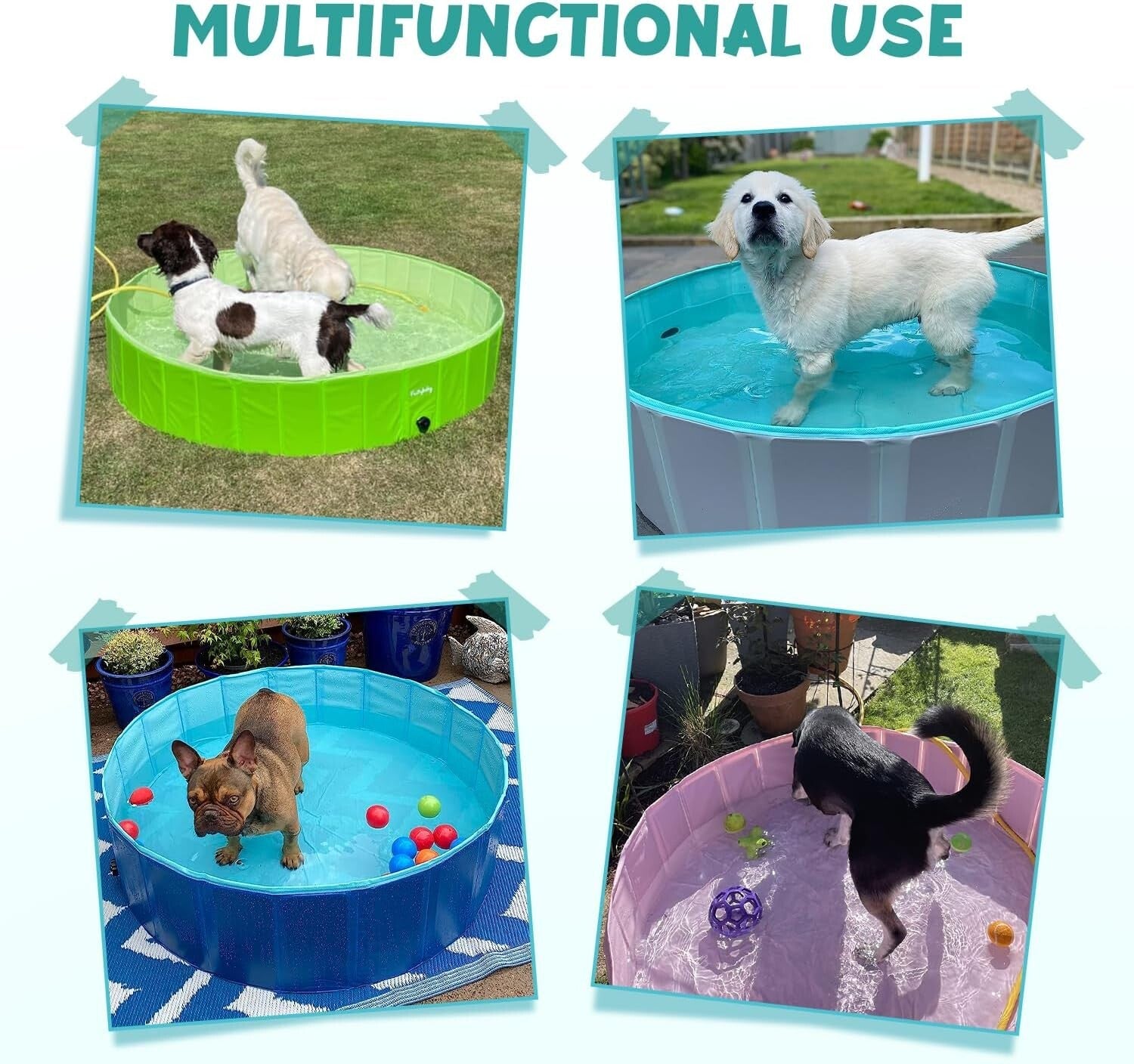 Foldable Hard Plastic Pool for Dogs - 47" Round Safe Fun for Pets & Kids