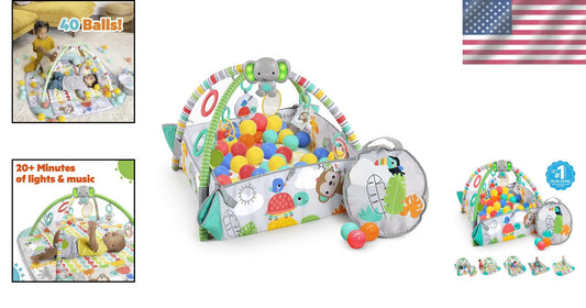 5-in-1 Tropical Green Baby Gym & Ball Pit - Engaging Play Mat for Toddlers