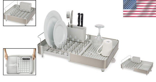 Premium Expandable Dish Rack with Removable Cutlery Holder & Drainage System