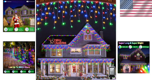 360 Drop LED Christmas Lights - 1620 Multicolor Lights for Outdoor Celebrations