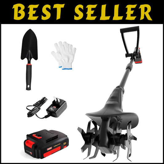 Lightweight 7.8-inch Battery Powered Mini Cultivator - Perfect for Home Gardens