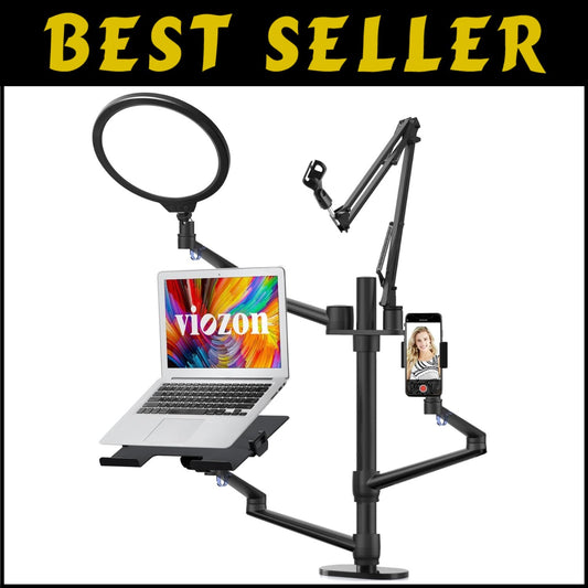 10" Adjustable LED Ring Light and Microphone Stand - Perfect for Online Teaching