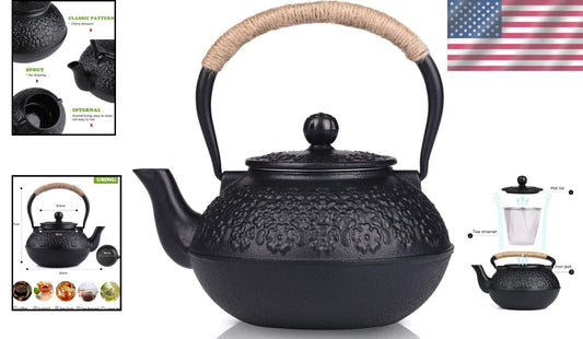 Handcrafted 1200ml Cast Iron Teapot with Enamel Interior for Flawless Brewing