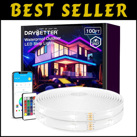 Dimmable 100ft LED Light Strips for Outdoor Use, Waterproof with Timer Features