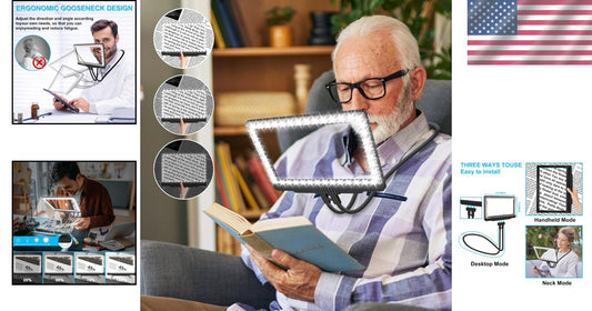 5X Hands-Free LED Magnifying Glass with Flexible Neck - Perfect for Reading