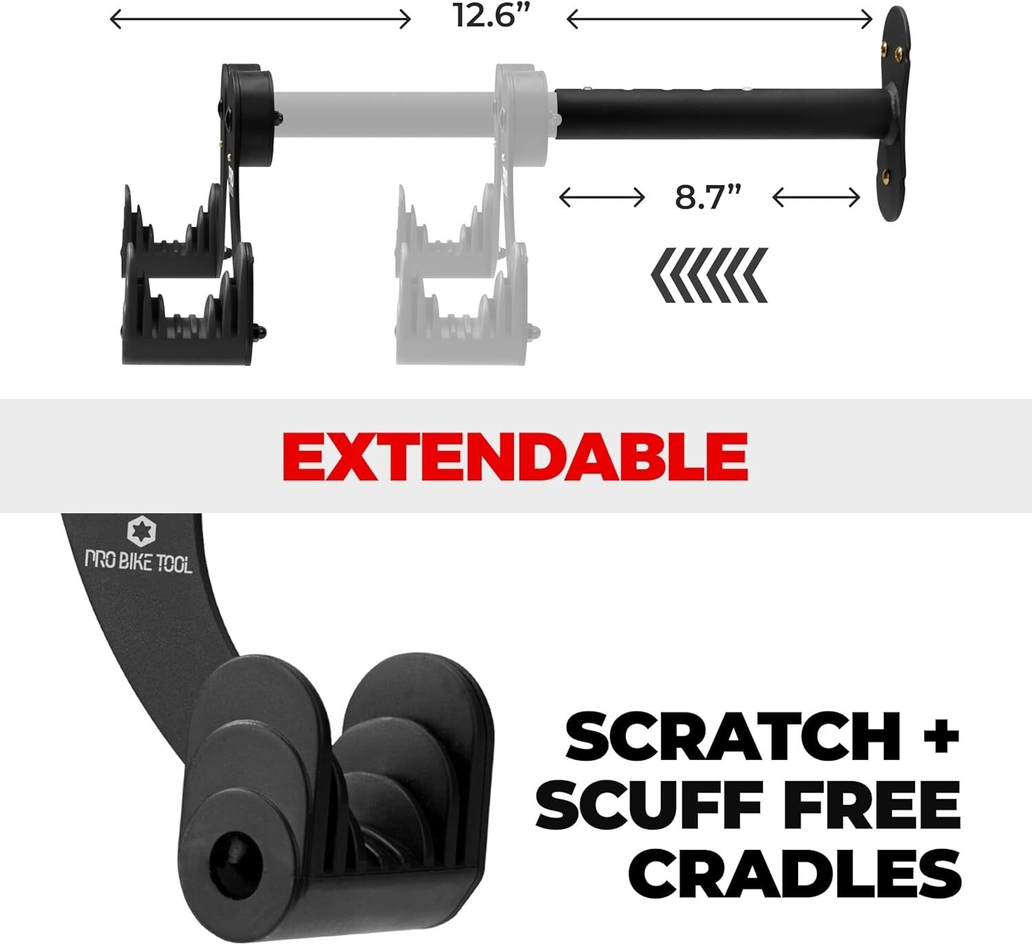 Durable Alloy Wall Mount Bike Rack - Adjustable Hook for Garage Storage