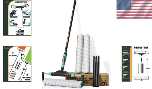 Adjustable 10-Piece Large Paint Roller Set - Perfect for All Your Painting Needs