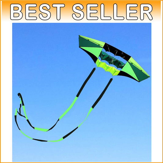 Beginner-Friendly 98" Rainbow Box Kite - Includes Multi-Color Tails & Handle