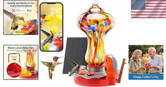 AI-Powered Hummingbird Feeder with Leakproof Design & Instant Alerts - 150° View