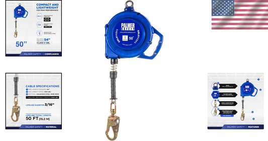 50 FT Self-Retracting Lifeline with Swivel Hook - ANSI Z359.14-2021 Compliant