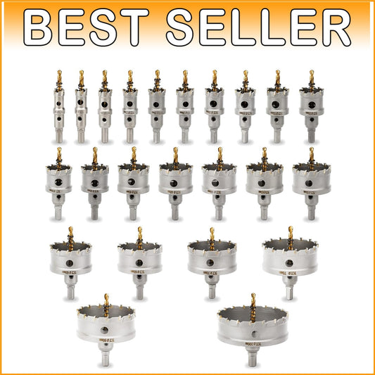 Durable 23PC Hole Saw Kit with Tipped Tooth Blades for Efficient Metal Cutting