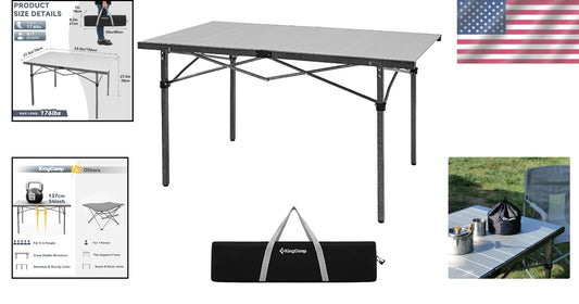 Durable 53.5" Folding Camping Table with Carry Bag - Perfect for Outdoor Dining