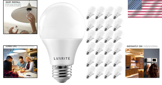Warm White A19 LED Bulbs (60W Equivalent) - 24 Pack, Energy Efficient Design