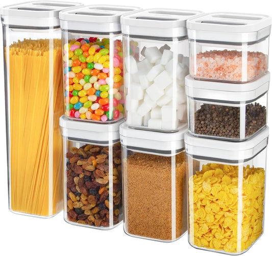 Clear Kitchen Canisters - 8-Piece BPA-Free Food Storage Set with Airtight Seal