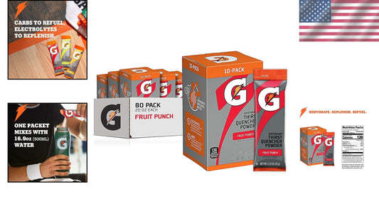 Electrolyte Energizing Powder Mix, 80 Packets Fruit Punch - Hydration Made Easy