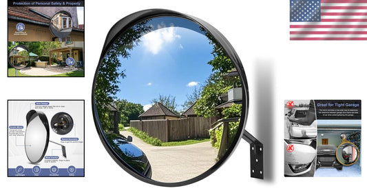 Acrylic 16'' Shatterproof Convex Mirror - Enhance Safety in Driveways & Parking