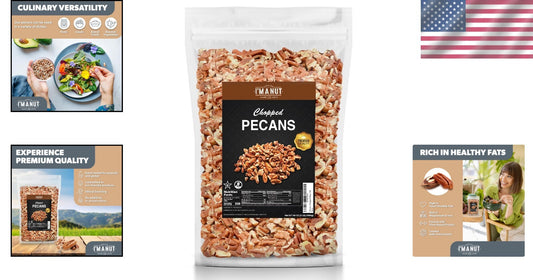 48 oz American-Grown Chopped Pecans - Fresh, Vegan, Resealable for Easy Snacking