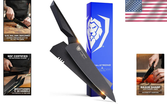 Premium 8-Inch Chef's Knife with Ergonomic G10 Handle - Black Titanium Finish