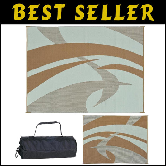 Durable 9x12 Outdoor Mat for Patio, RV & Beach - Easy Cleaning & UV Protected