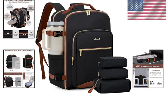 Waterproof Travel Backpack for Men & Women with 3 Packing Cubes - 40L Size