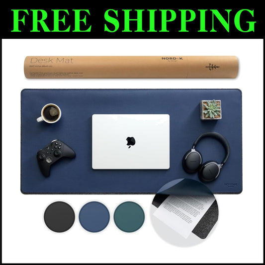 35x17 Inch Luxurious Desk Mat with Anti-Slip Features - Stylish Midnight Blue