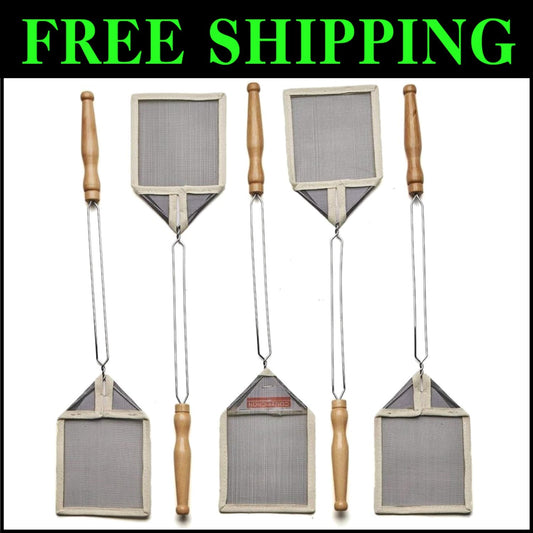 Classic 5-Pack Wire Frame Fly Swatters with Wooden Handles and Strong Mesh