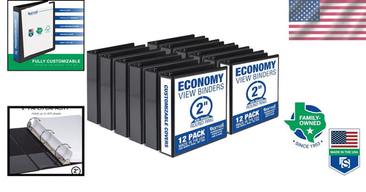 Versatile 12-Pack 2-Inch Binders with Round Rings - Perfect for Organization